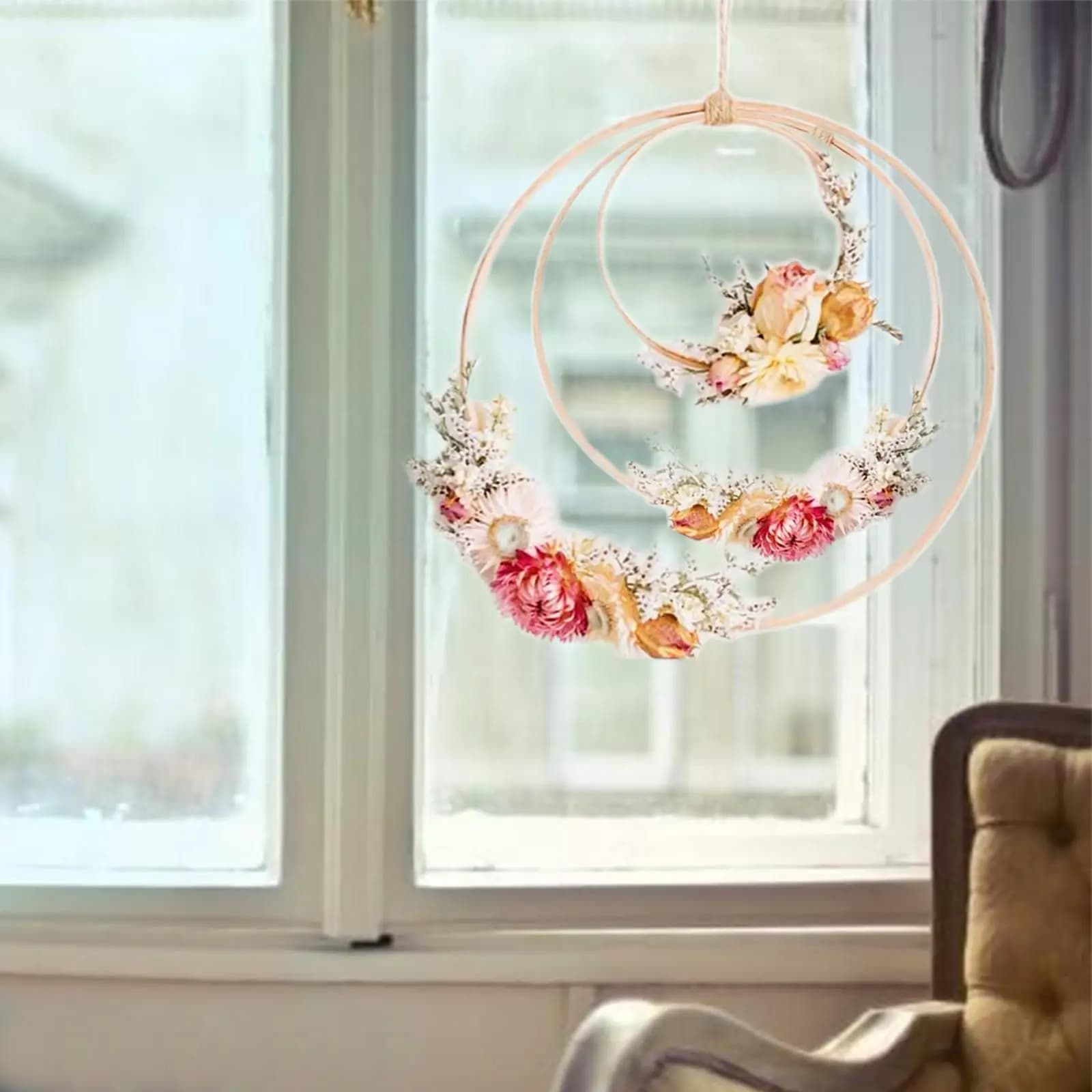 Wooden Round Dreamcatcher Ring Embroidery Hoop for DIY Cross Stitch Sewing and Crafts Projects