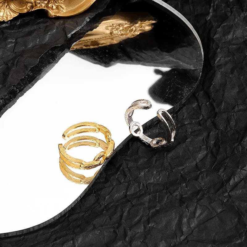 Anelli cavi regolabili in argento sterling 925 Elegante temperamento di lusso leggero e fine per accessori di gioielli da donna