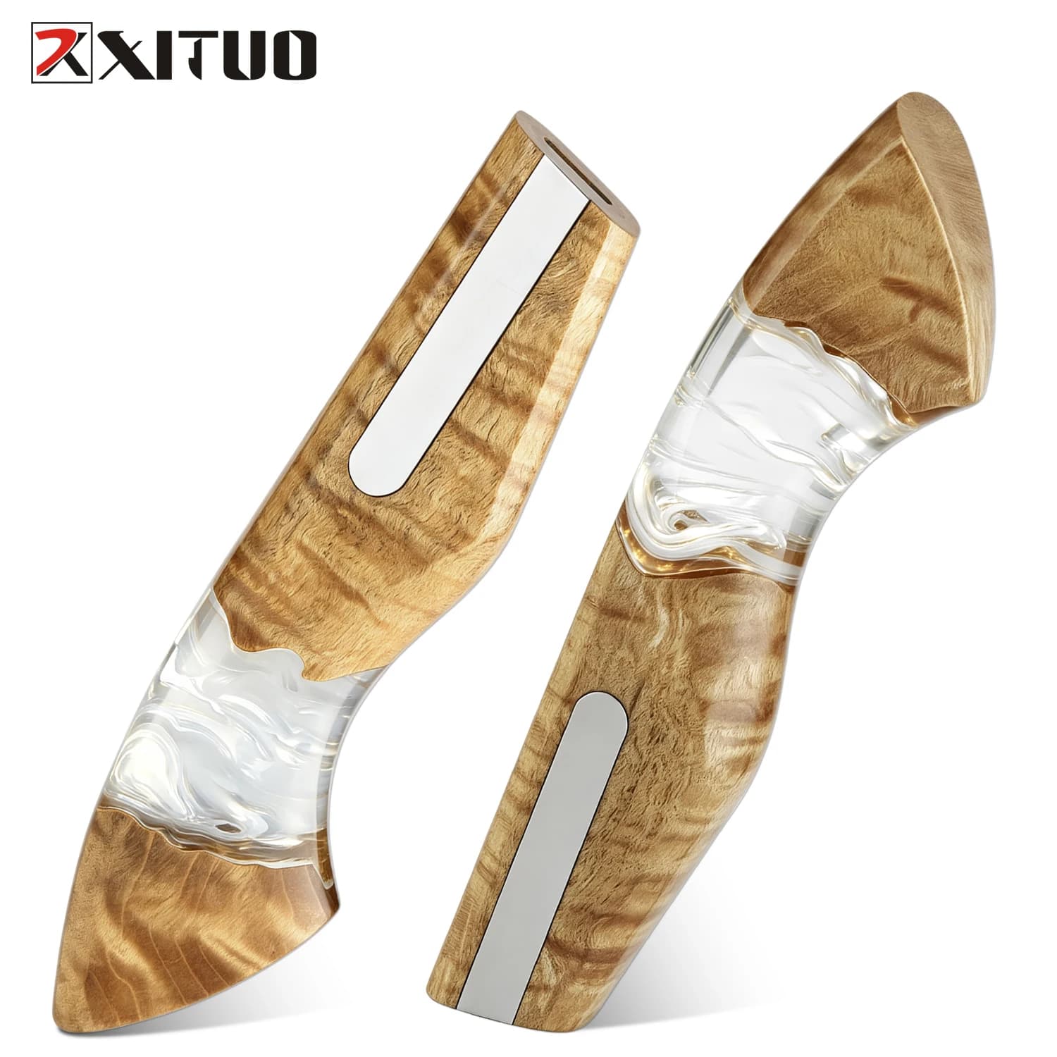 XITUO Handmade DIY Customized Replacement Handle Kitchen Knives Handle Solid Wood&Transparent Resin Handle Material Accessories