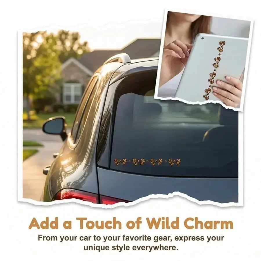 4pcs Leopard Print Car Stickers Vinyl Decals For Window Bumper Laptop Decor