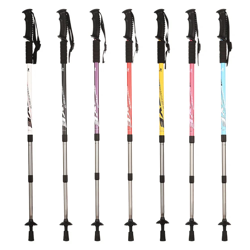 Telescopic Trekking Sticks with Straight Aluminum Alloy Grip, Finish Painted Oven, Hiking and Mountaineering Equipment ZK66S