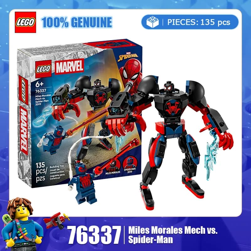 Blocchi da costruzione LEGO Serie Marvel 76337 Miles Morales Mecha Wars Spider Man Puzzle per bambini Blocchi da costruzione Giocattolo Regalo per ragazzo