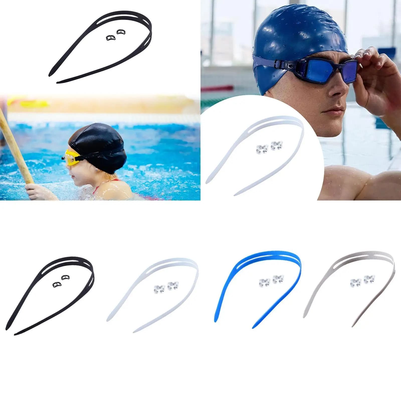 Swimwear Strap, Swim Glass Strap with 2 Clips Replacement Silicone Strap for Women