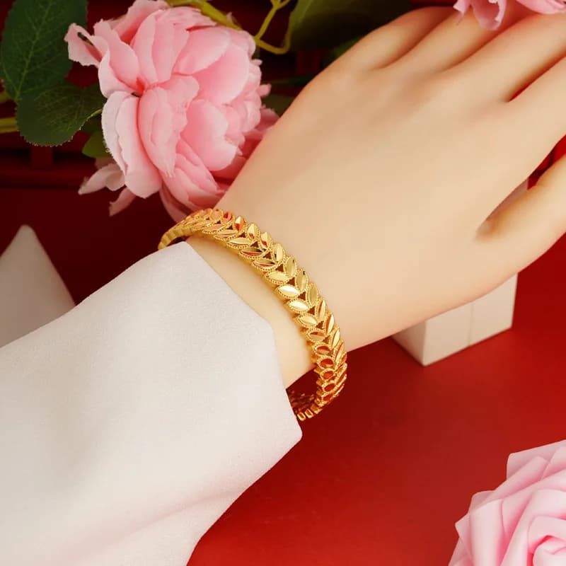 Bracciale in lega di rame con spiga di grano Goldlen Middle East, gioielli di moda da donna di Dubai, regalo di nozze per la sposa etiope