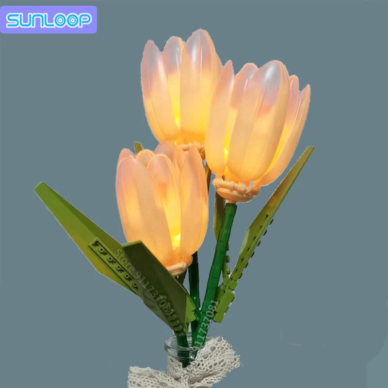 Bouquet di Tulipani in Mattoncini, Decorazione con Fiori Luminosi, Tulipani Eterni da Assemblare, Regalo di San Valentino per Ragazze e Amiche 2026