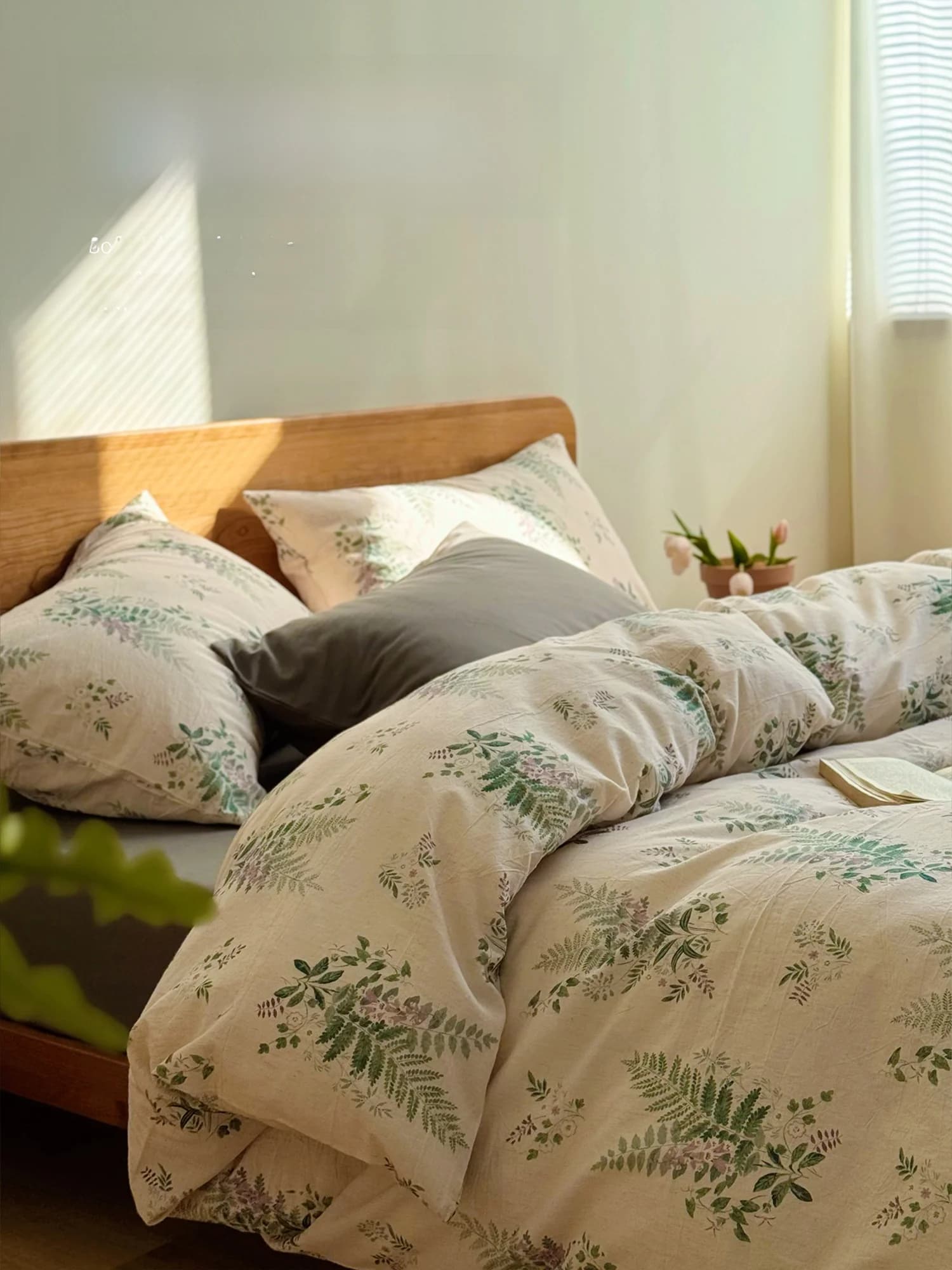 Copripiumino in Cotone e Lino Naturale, Set da Tre Pezzi, Copripiumino per Dormitorio, Accessori per Letto in Puro Cotone per Studenti
