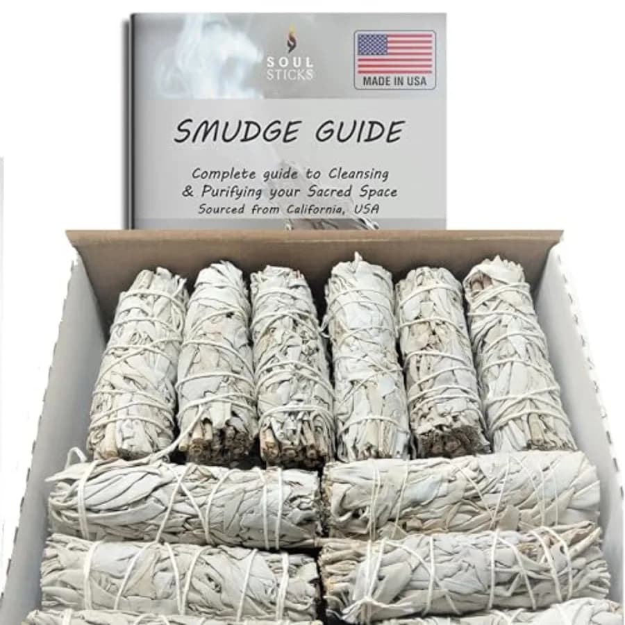 Pack Organic White Sage Smudge Smudging Sticks Bulk Quantities for Home Cleansing Good Energy Meditation and Smudging Rituals S
