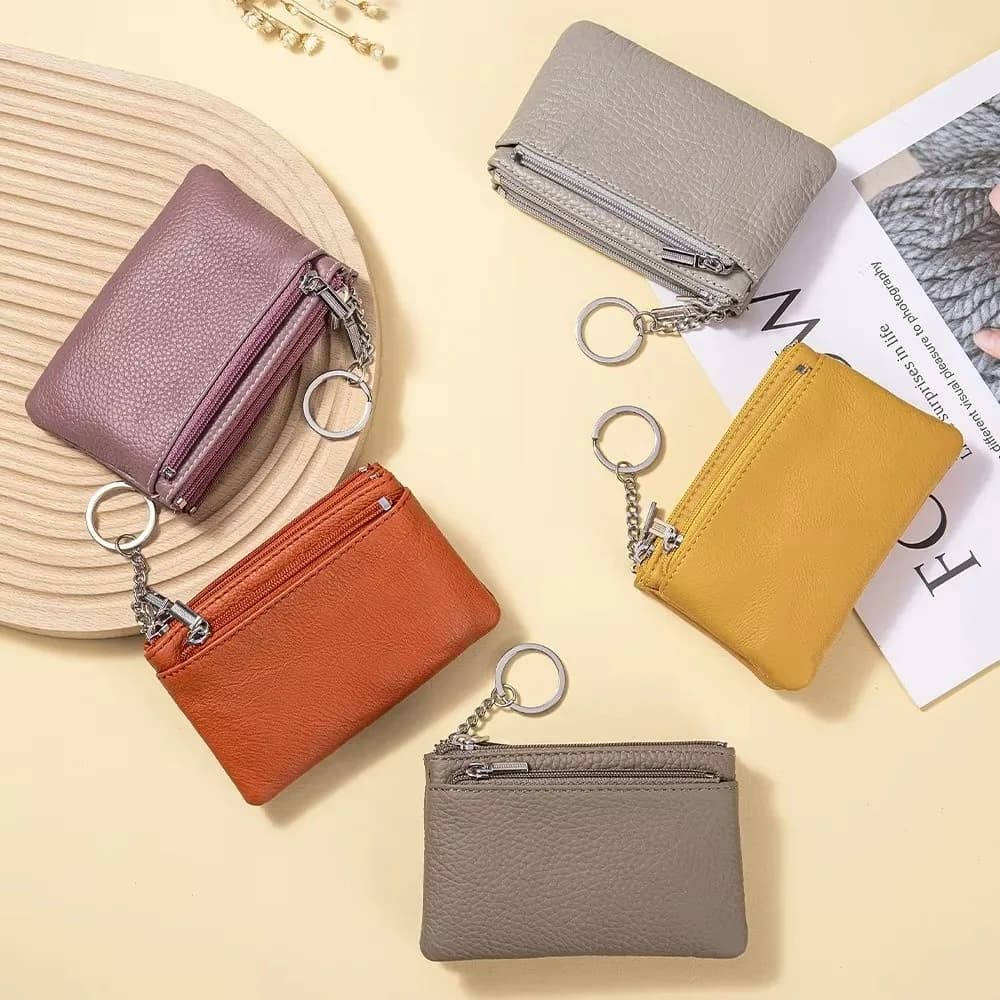 High Quality Soft Genuine Leather Women's Wallets Zipper Portable Purses Coin Holders Storage Bag Large Capacity Money Bag Gift