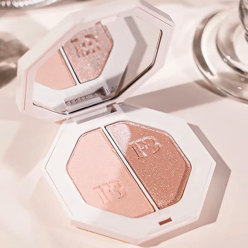 Palette Contorno 3D Fenty Beauty con Polvere Illuminante Bicolore Portatile, Colore Opaco, Illuminante Naturale per Trucco