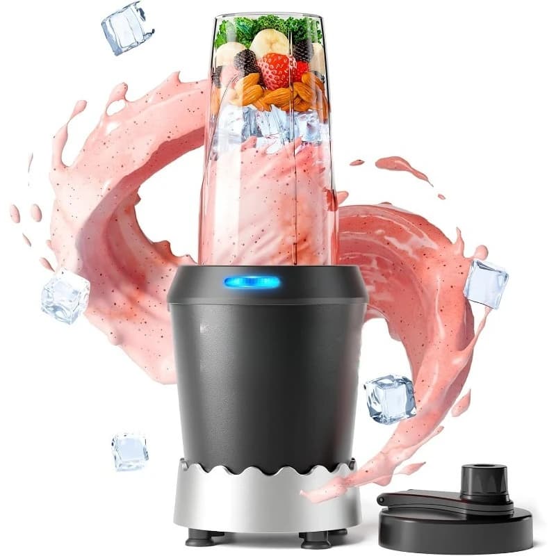 Frullatore per frullati personale - Frullatore monodose da 1000 W con tazze da viaggio portatili da 24 once, ideale per frullati proteici, Frozen D