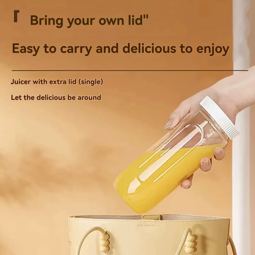 INABEZ Frullatore da 450 ml con doppio bicchiere, ricaricabile tramite USB, con 10 lame, blocco di sicurezza intelligente, spegnimento automatico quando si apre la coperchio.