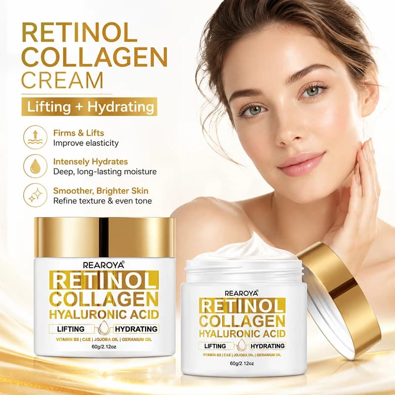 Anti-Aging Retinol Collagen Cream Hyaluronic Acid Lifting Firming Moisturizer Hydrating Brightening Facial Reduce Wrinkles Cream