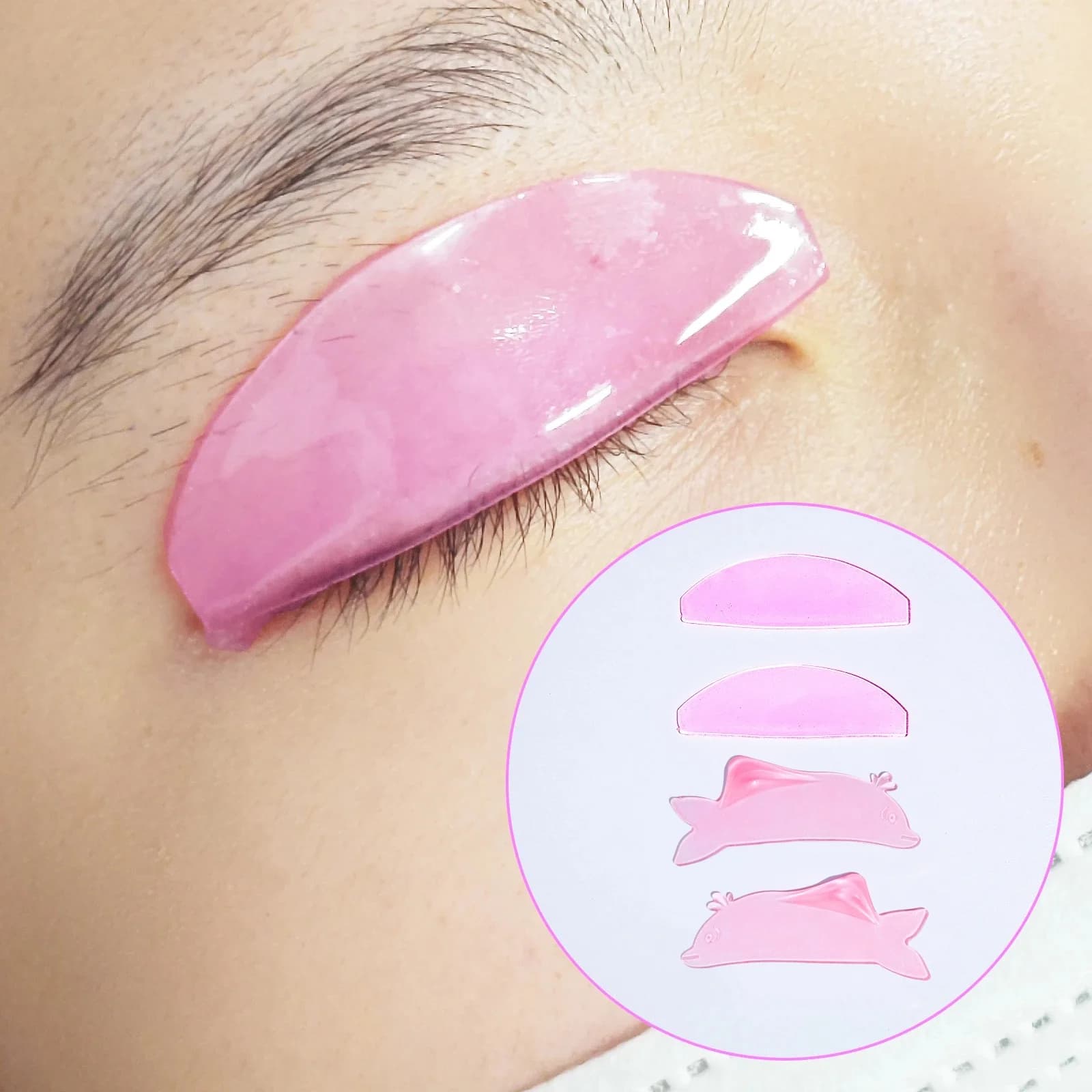 Lomansa Korea Dolphin Shape Reusable Silicone Eyelash Perm Lashes Rod Shield Lash Softening Pads Eyelash Curler Makeup Tool