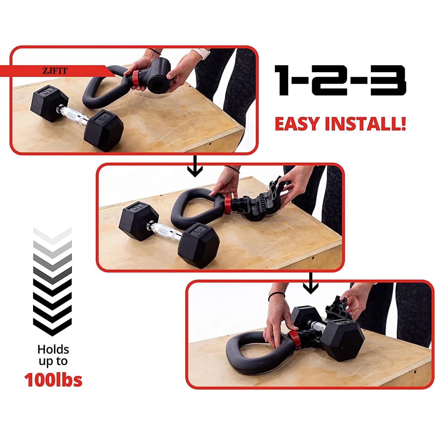 Kettlebell dumbbell converter, adjustable weight handle for home gym, fitness and weight lifting