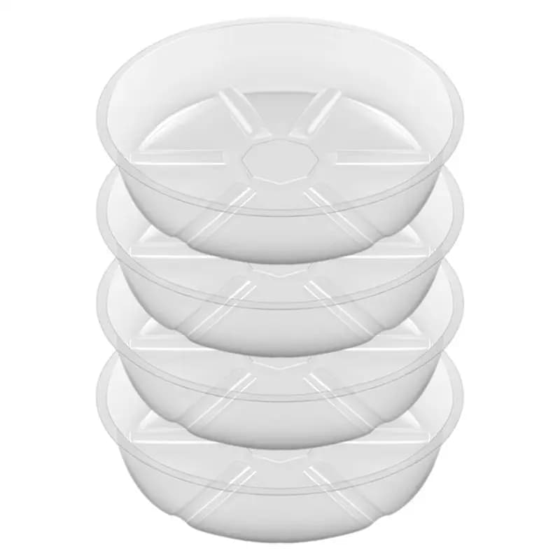 B14C 4Pack Clear Plant Saucer 10Inch Plastic Plant Saucers Thicker Plant Tray Flower Pot For Indoor Outdoor Garden