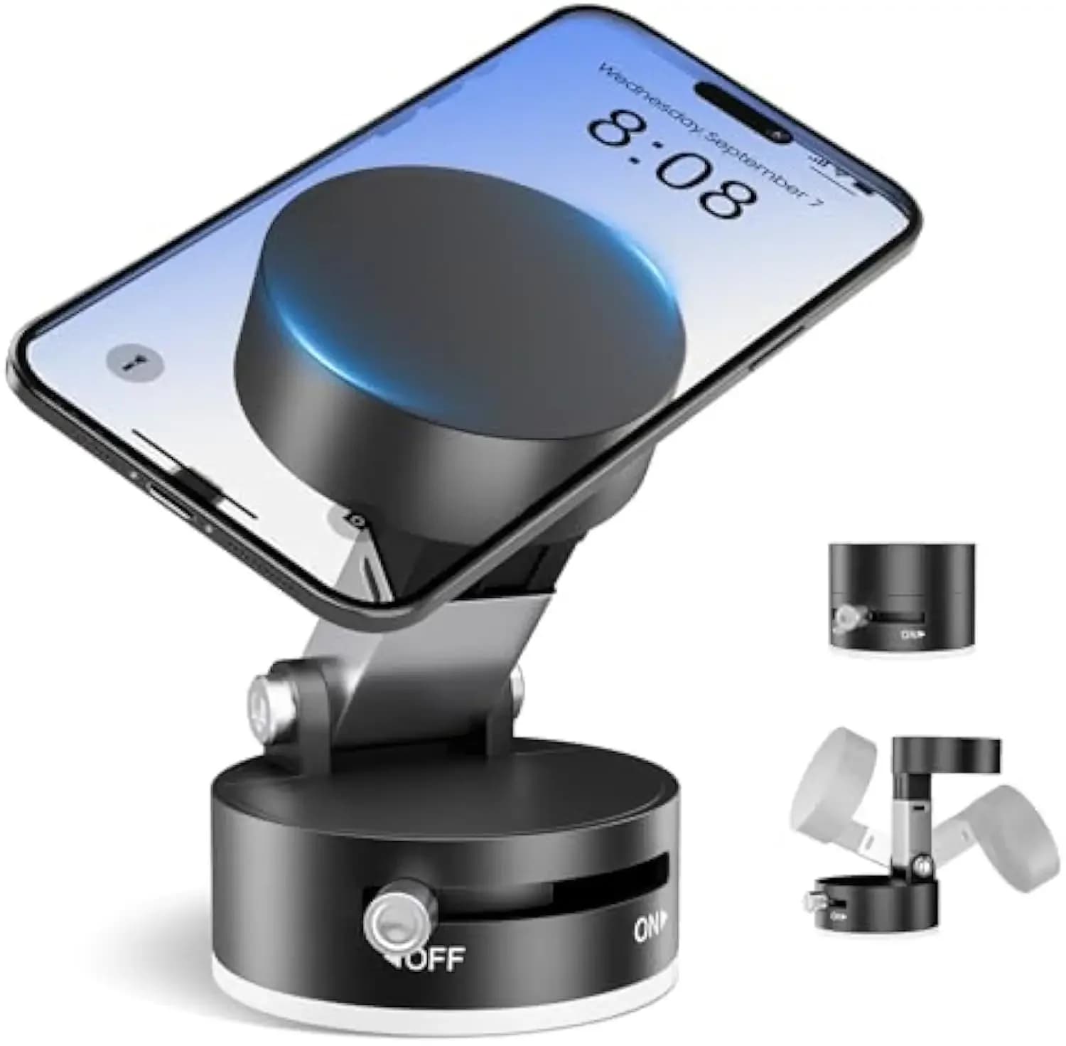 Supporto magnetico pieghevole per telefono sottovuoto 360 ° Supporto per auto Supporto girevole bifacciale per palestra, cucina, supporto per telefono portatile a mani libere