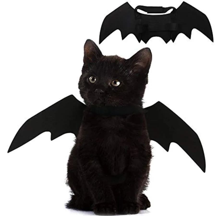 Pet Cat Bat Wings for Halloween Party Decoration, Puppy Collar Leads Cosplay Bat Costume, Cute Puppy Cat Dress Up Accessories