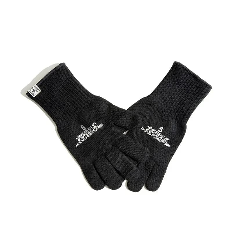 Guanti touchscreen invernali da uomo Maden per ciclismo all'aperto Guanti caldi a dita intere con stampa vintage lavorata a maglia per l'autunno inverno