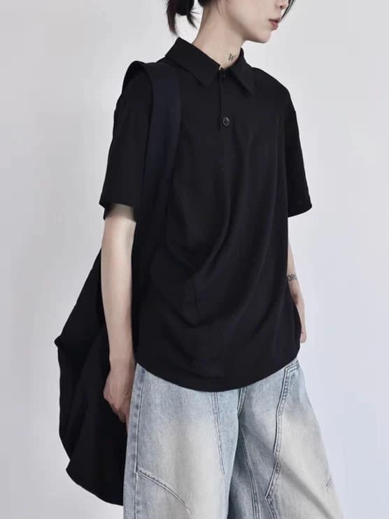 T-shirt da donna a maniche corte, dal design scuro e semplice, casual, versatile, per studentesse, artistica e di tendenza