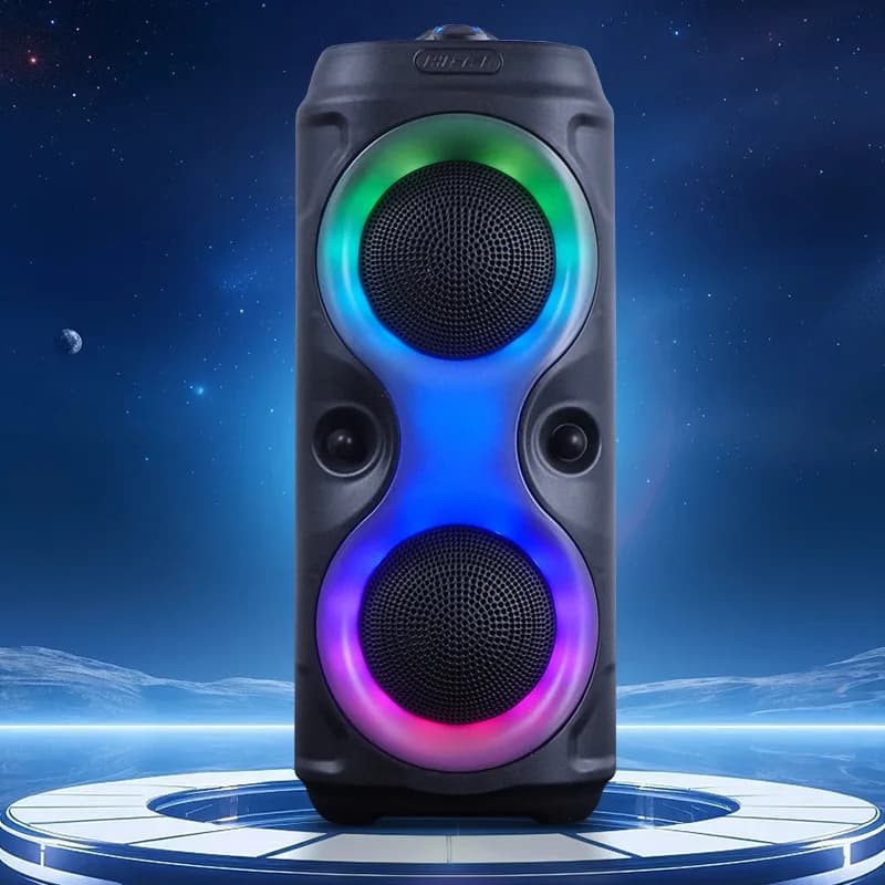 Altoparlante Bluetooth 5.0 TWS Wireless Portatile con FM, Luci Colorate per Feste, Subwoofer, Sistema Audio con Bassi Potenti, Altoparlante per Karaoke da Esterno
