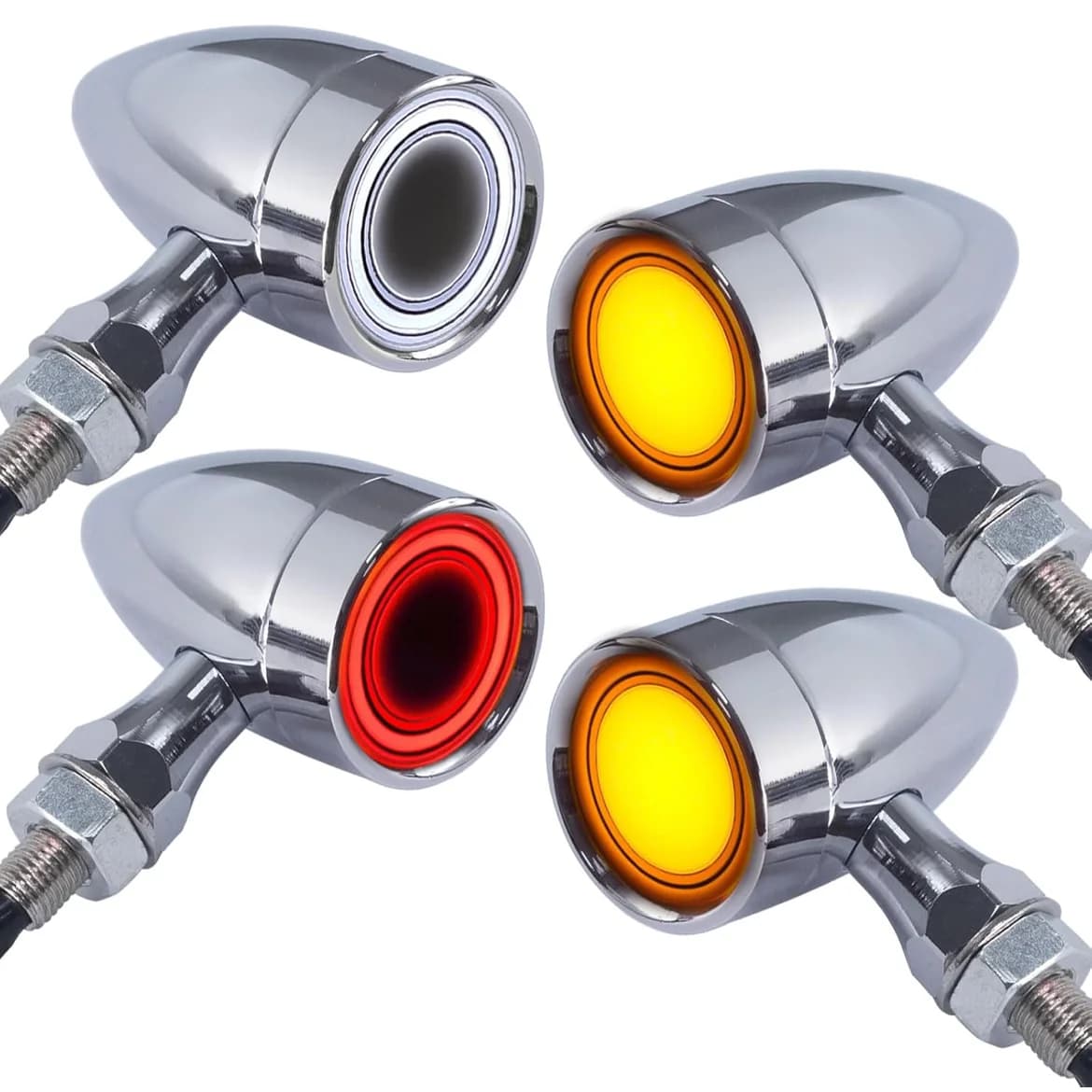 Indicatori di proiettile 3 in 1 Indicatore di direzione a LED per moto Luce integrata per freno da corsa anteriore posteriore per Harley Chopper Bobber