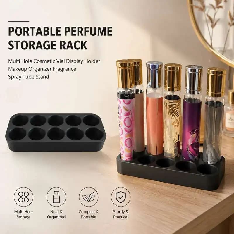 Perfume Organizer Stand Multi Slot Cologne Vial Shelf Fragrance Display Rack Vanity Makeup Tube Holder
