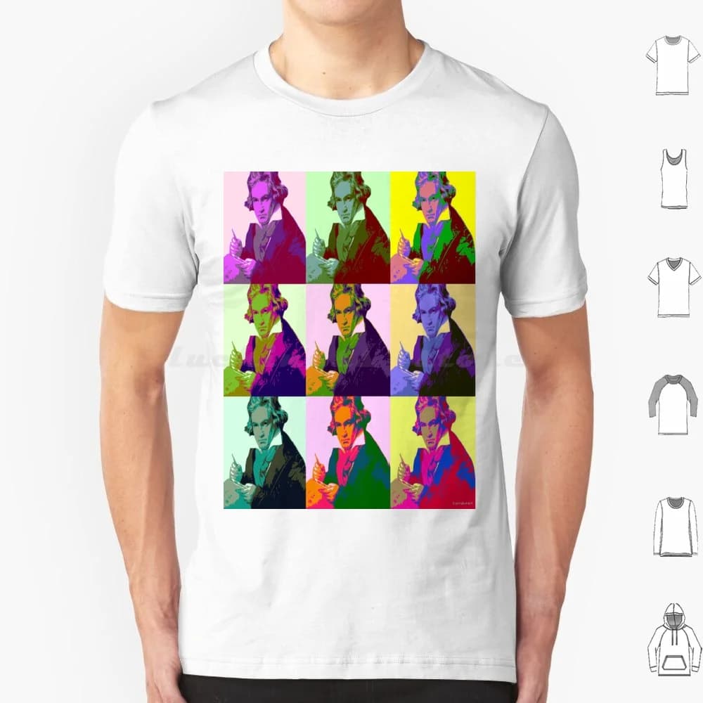 Ludwig Van Beethoven Pop Art T Shirt 6xl Cotone Cool Tee Beethoven Pop Art Fantasy Trendy Modelli astratti Cultura Musica