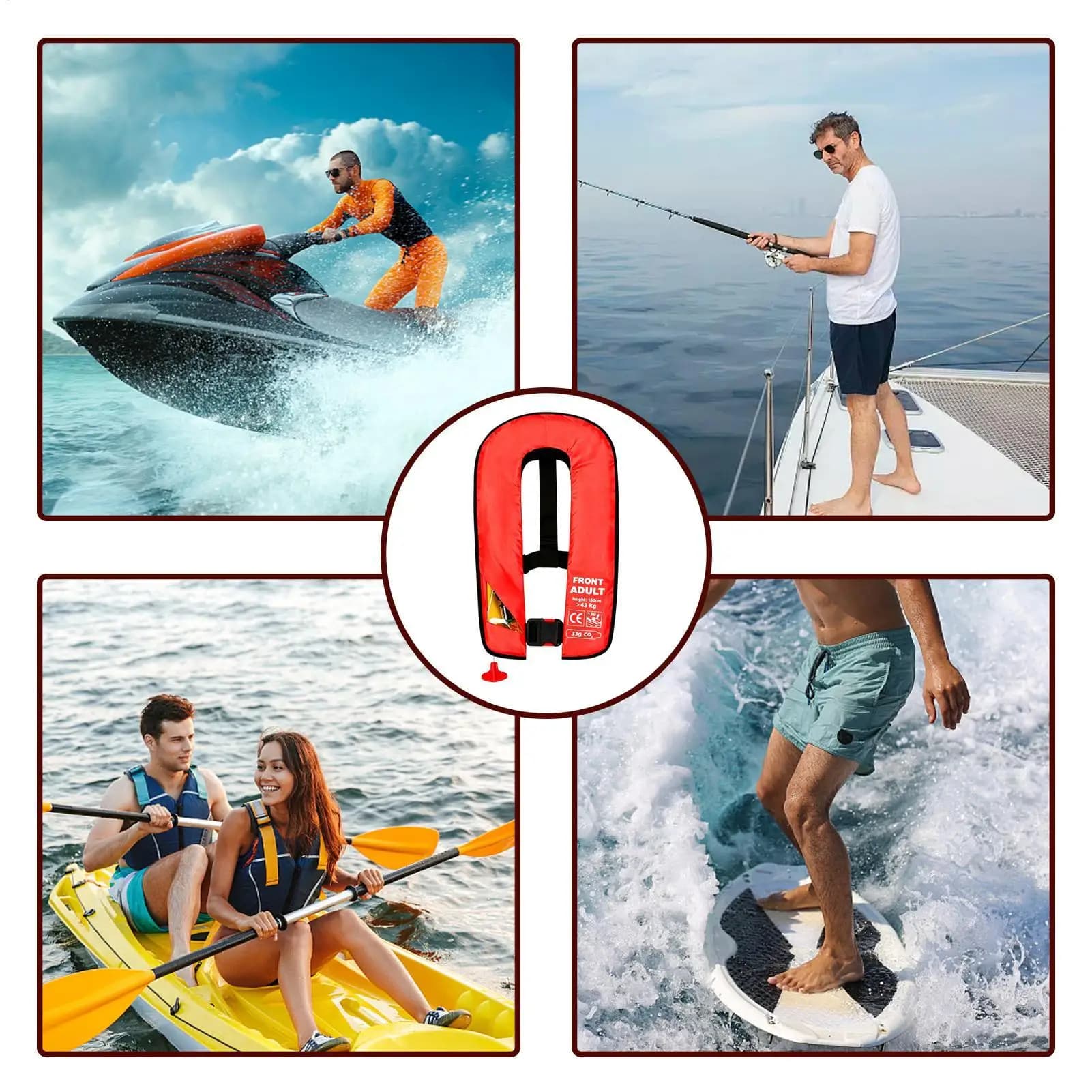Self Inflating Life Vest Portable Lightweight With Buckle Automatic Inflatable Life Vest For Sea Fishing Rowing Sailing Kayaking
