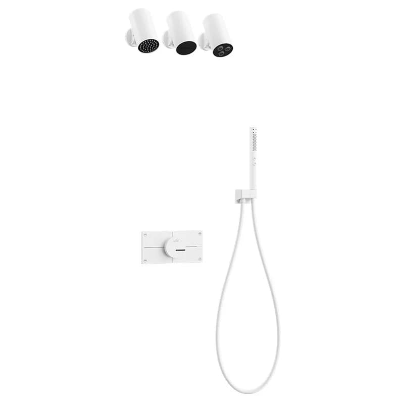 Copper recessed shower set with hot/cold mixer and multifunctional bathroom output