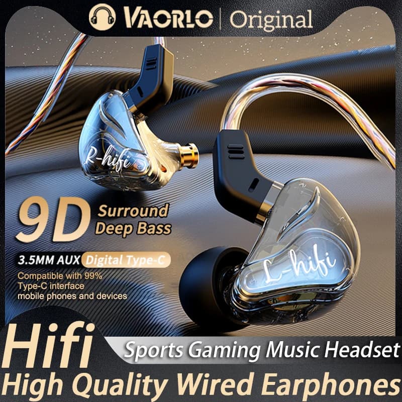 Cuffie auricolari con filo per DJ con musica e gioco, tipo C, digitali/3,5 mm AUX/HiFi stereo, auricolari sportivi con microfono per computer Xiaomi Samsung