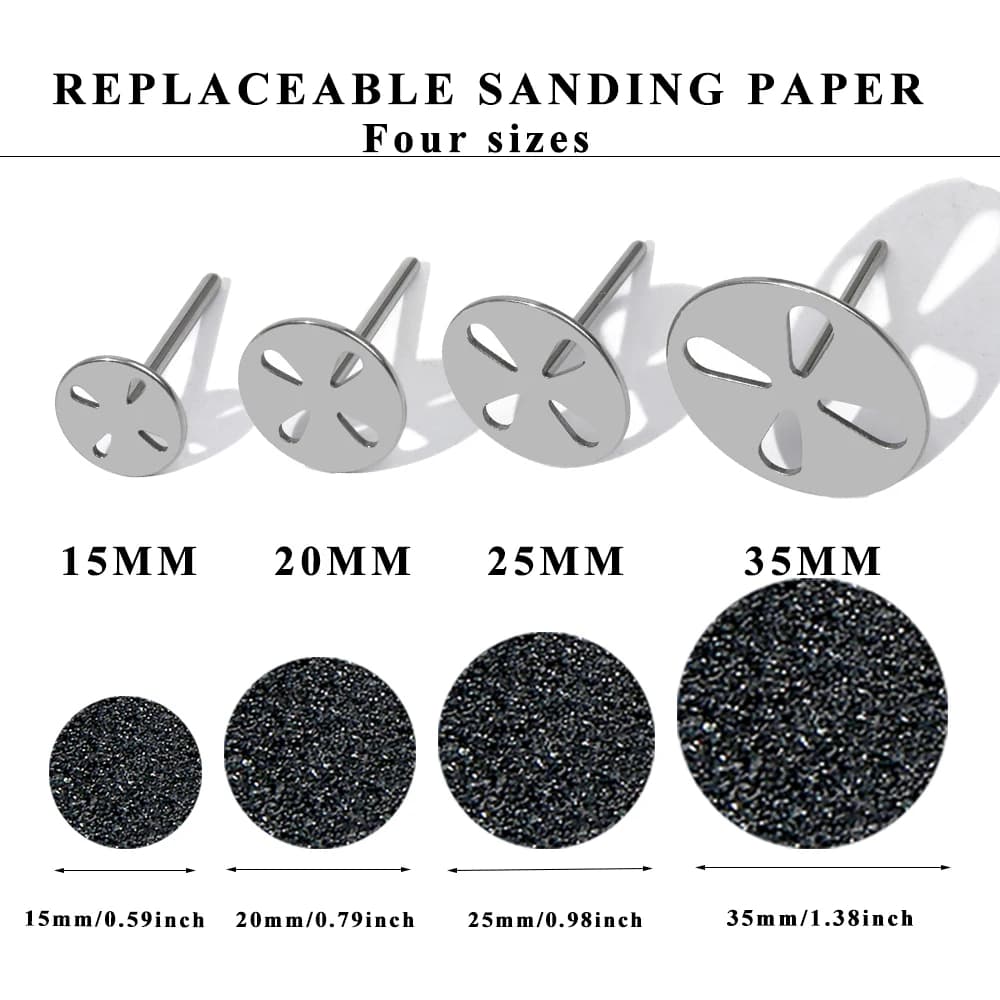 50pcs/bag 15/20/25/35mm Stainless Grinding Nails Replaceable Grinding Disc For Polished Foot Files Cuticle Milling 80/150/240 Gr