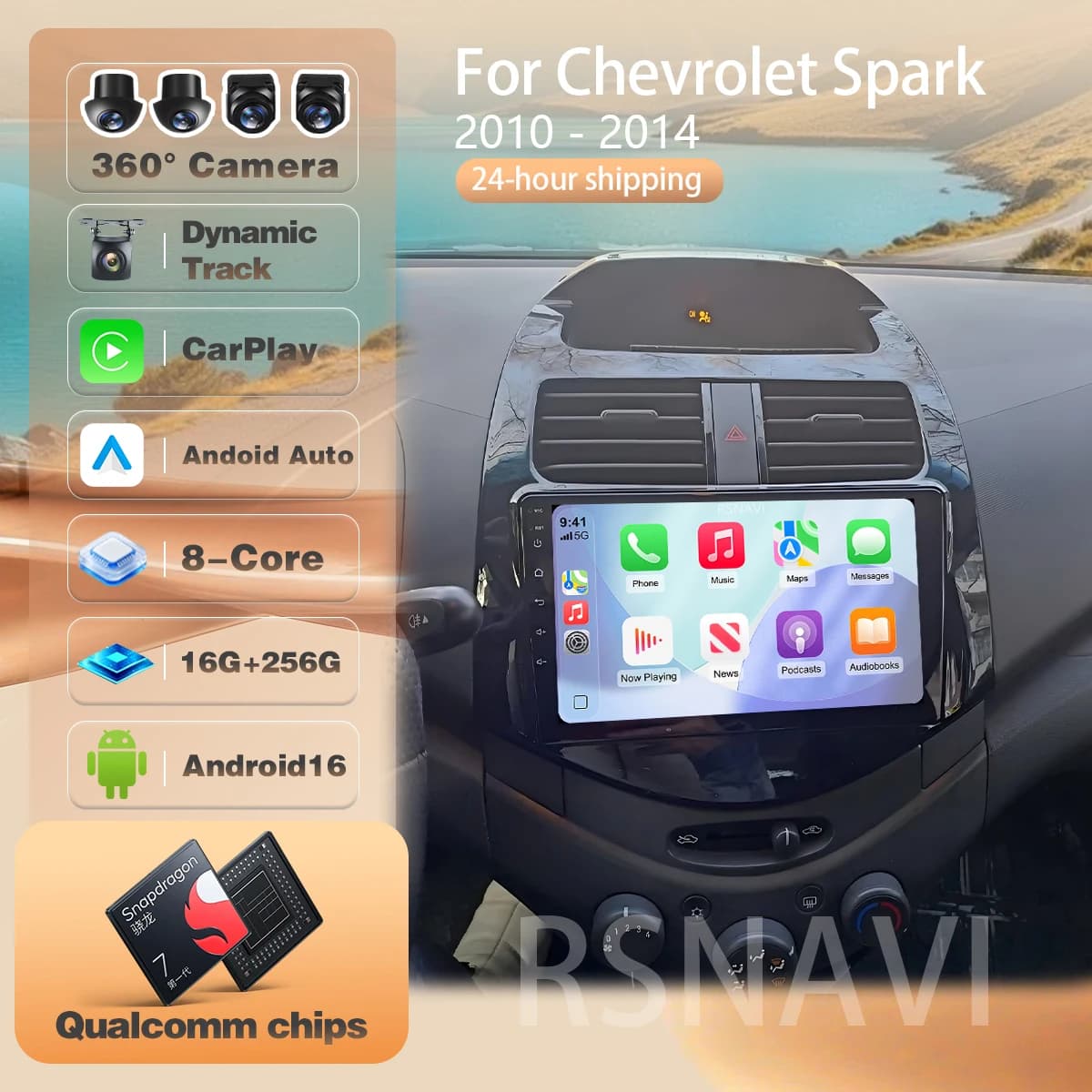For Chevrolet Spark 2010 2011 - 2014 DSP bt Autoradio Stereo Head Unit Car Radio with Wireless CarPlay Plug and Play Android 16