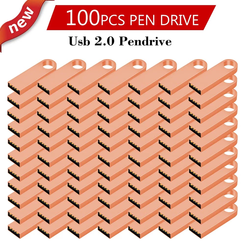 100 Pezzi/Lotto Pen Drive USB da 8GB 4GB 2GB 1GB, Chiavetta USB da 16GB, Memoria Flash da 128MB 256MB 512MB, Logo Personalizzato Gratuito