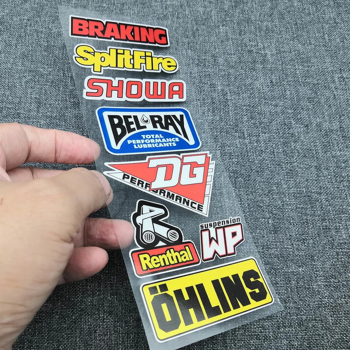 Riflettente Ohlins Braking Splitfire Showa moto Side Stripe Bike casco Sticker decalcomanie per YAMAHA Honda Piaggio Vespa