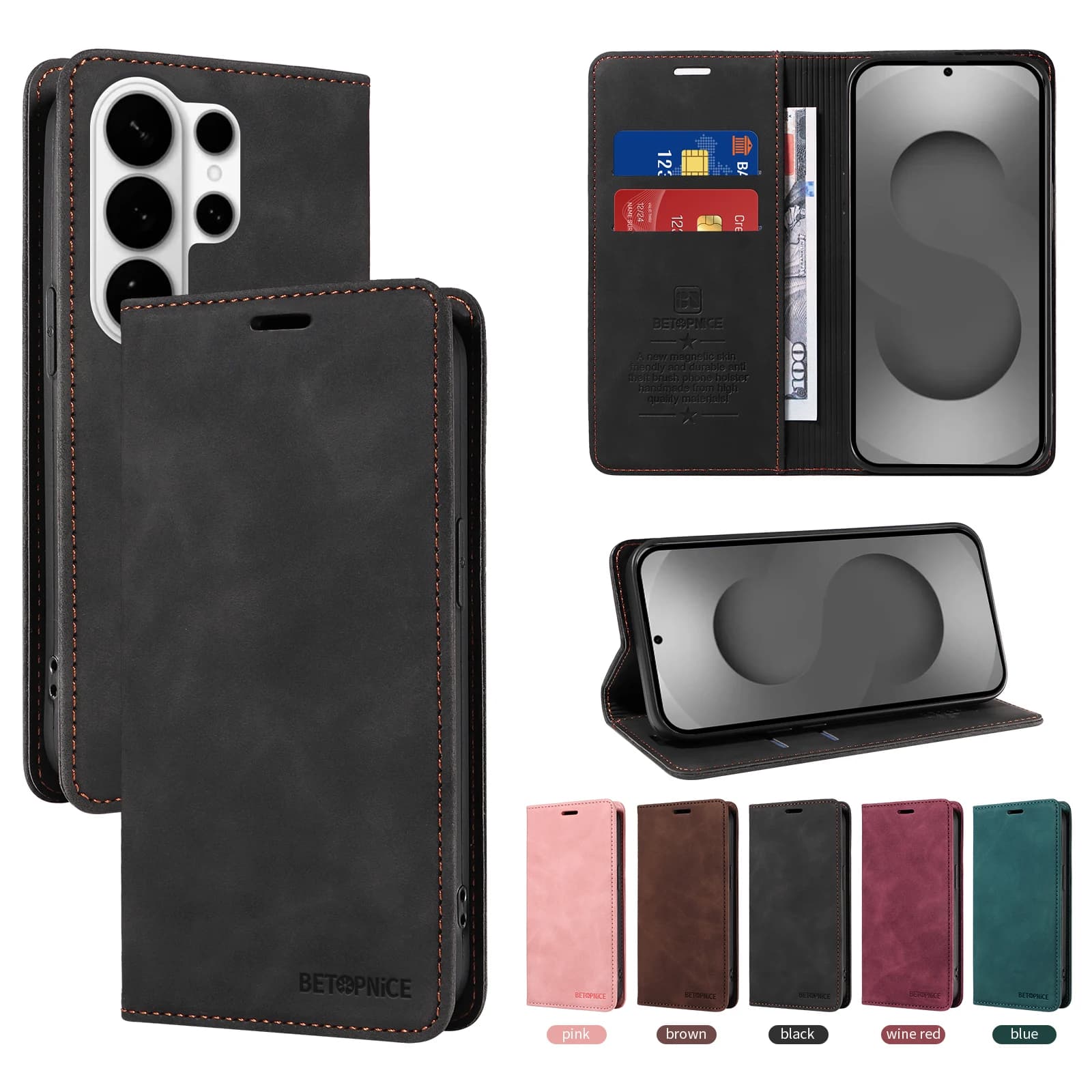 Custodia a Portafoglio Magnetica Anti-RFID per Samsung Galaxy S26 S25 Edge S24 S23 S22 S21 S20 S10 S10e S9 S8 Plus Ultra FE Flip Cover