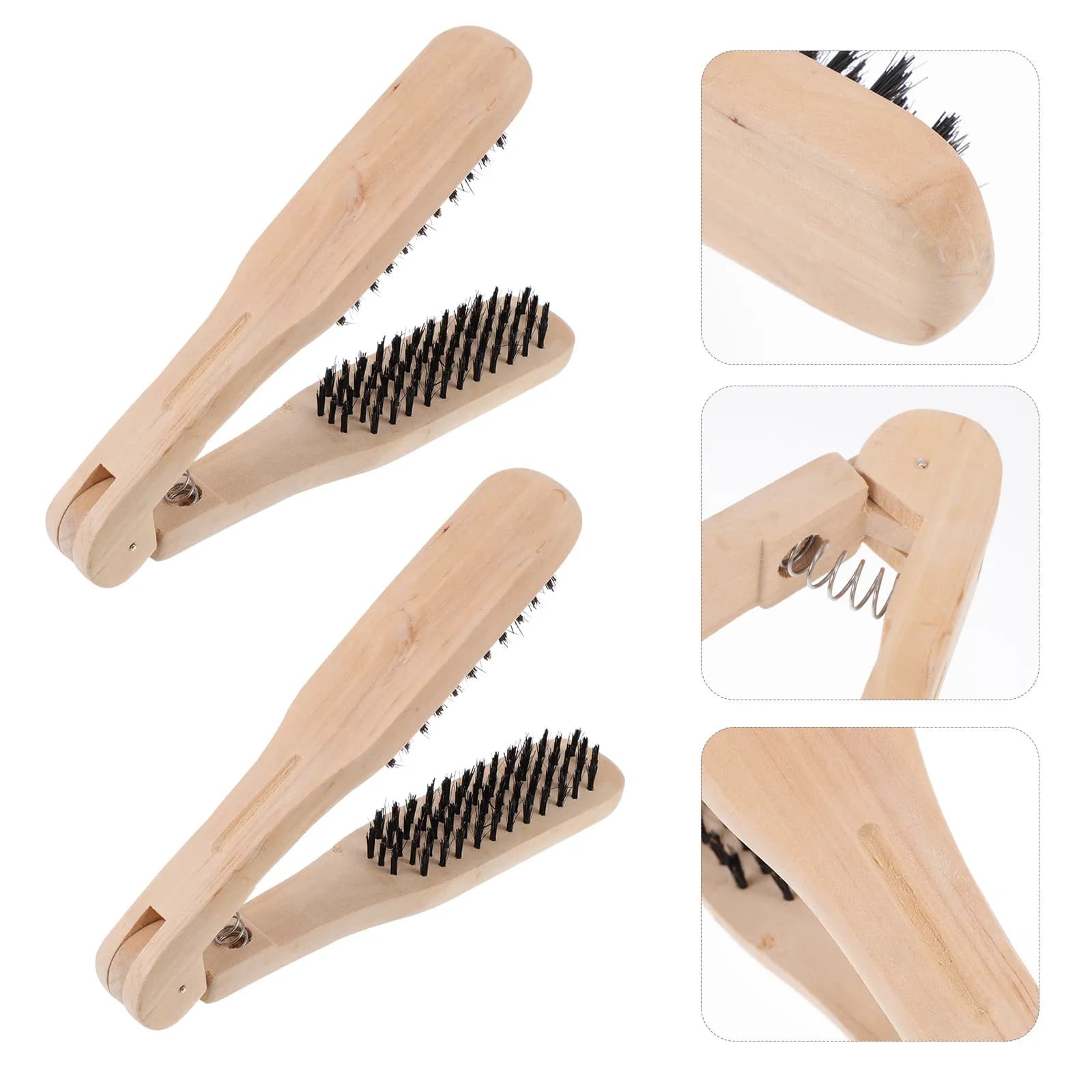 Set di 2 Spazzole Lisciante per Capelli in Legno, Pettine Professionale a V Antistatico, Delicato sui Capelli, Asciugatura Rapida e Styling