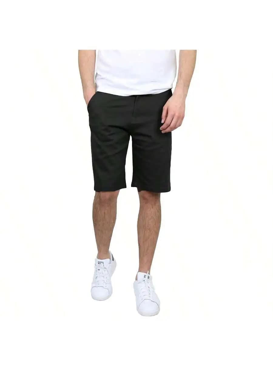 Pantaloncini cargo elasticizzati in misto cotone da uomo con cintura rimovibile, girovita 30-42 pollici