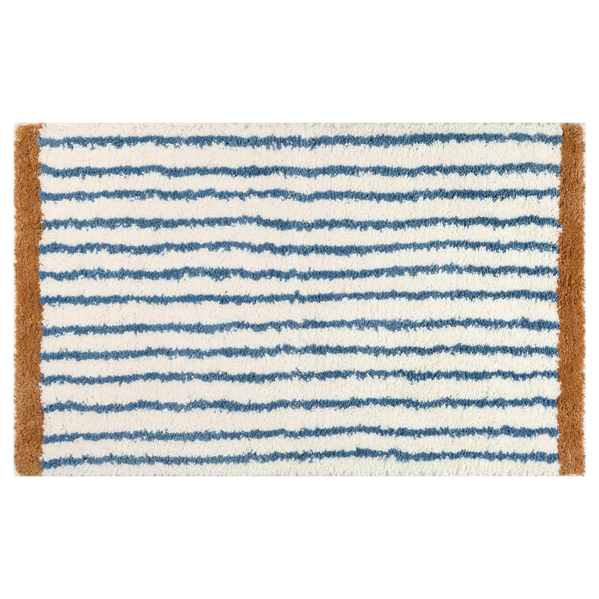 Striped non-slip bath rug mat soft absorbent washable carpet in dark blue 20 by 32 inches