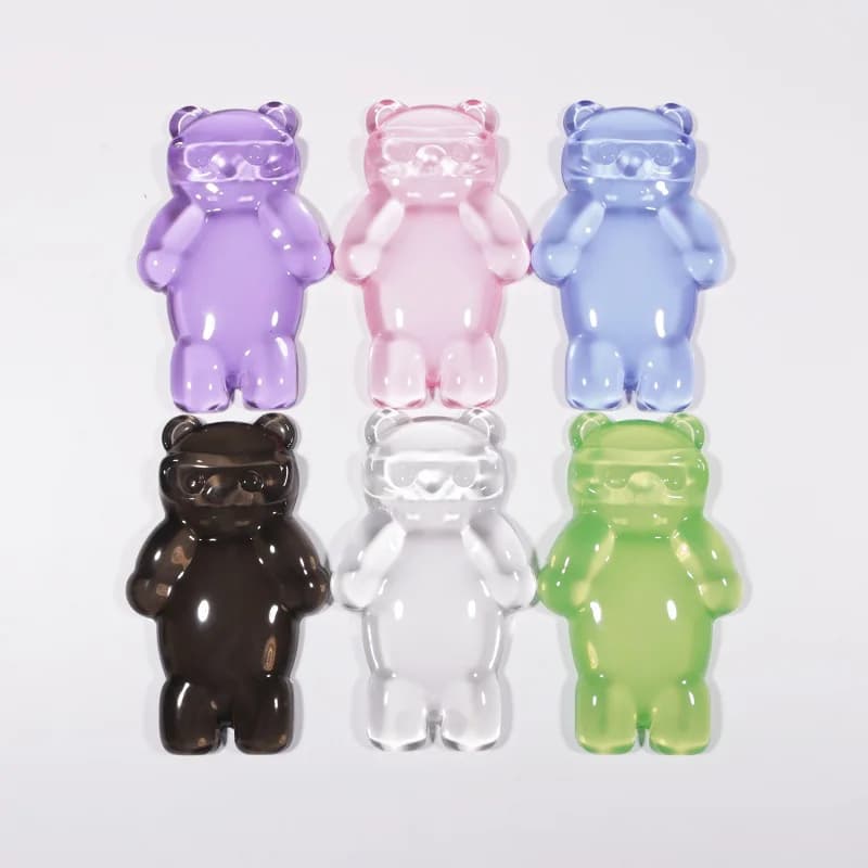Tappetino da polso in silicone per orso 1PC Tappetino per mouse trasparente in cartone animato tinta unita Tappetino 3D grande impermeabile e resistente allo sporco