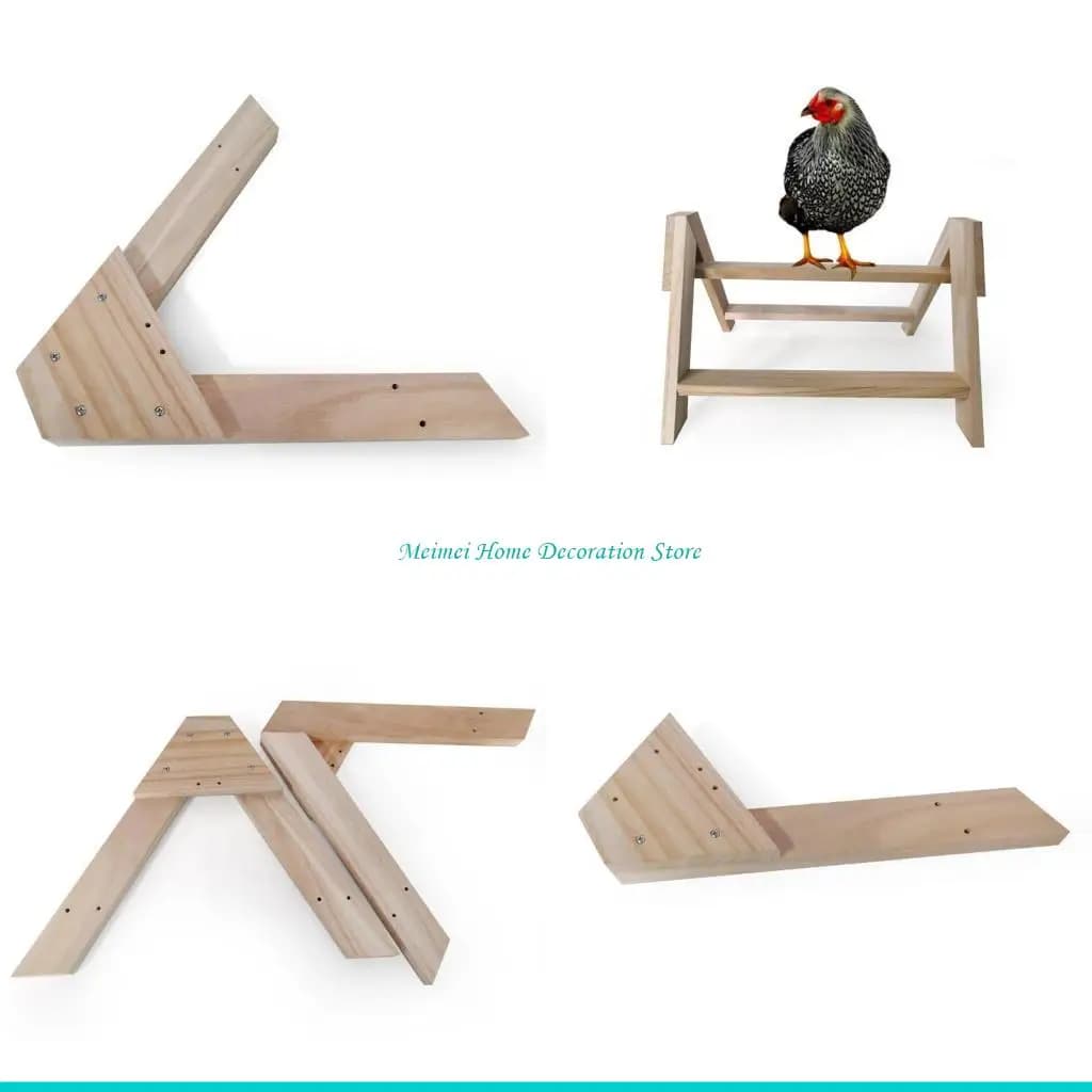 H7BF Chicken Perch Stand for Pet Hens Large Bird Parrot Roosting Wooden Tripod Stand
