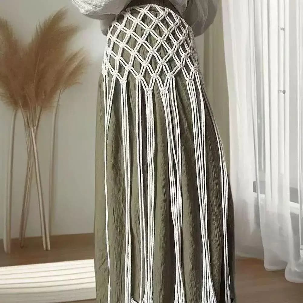 Tassel Waist Belt Netted Fringe Waistband Handwoven Fashion Bohemian Netted Fringe Waistband Decorative Tassel Ethnic Design