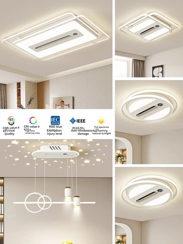 Lampada da soffitto a LED, plafoniera a LED, luci a LED per camera da letto, lampada a ventola nordica, lampada quadrata moderna per soggiorno