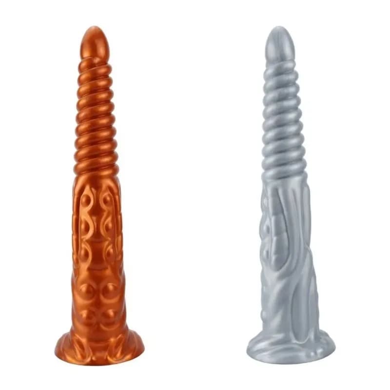Vite filettata lunga Dildo gigante Silicone Morbido Plug anale Fantasia Giocattoli adulti del sesso G-Spot Masturbatori anali Dilatatore SM per uomini Donne