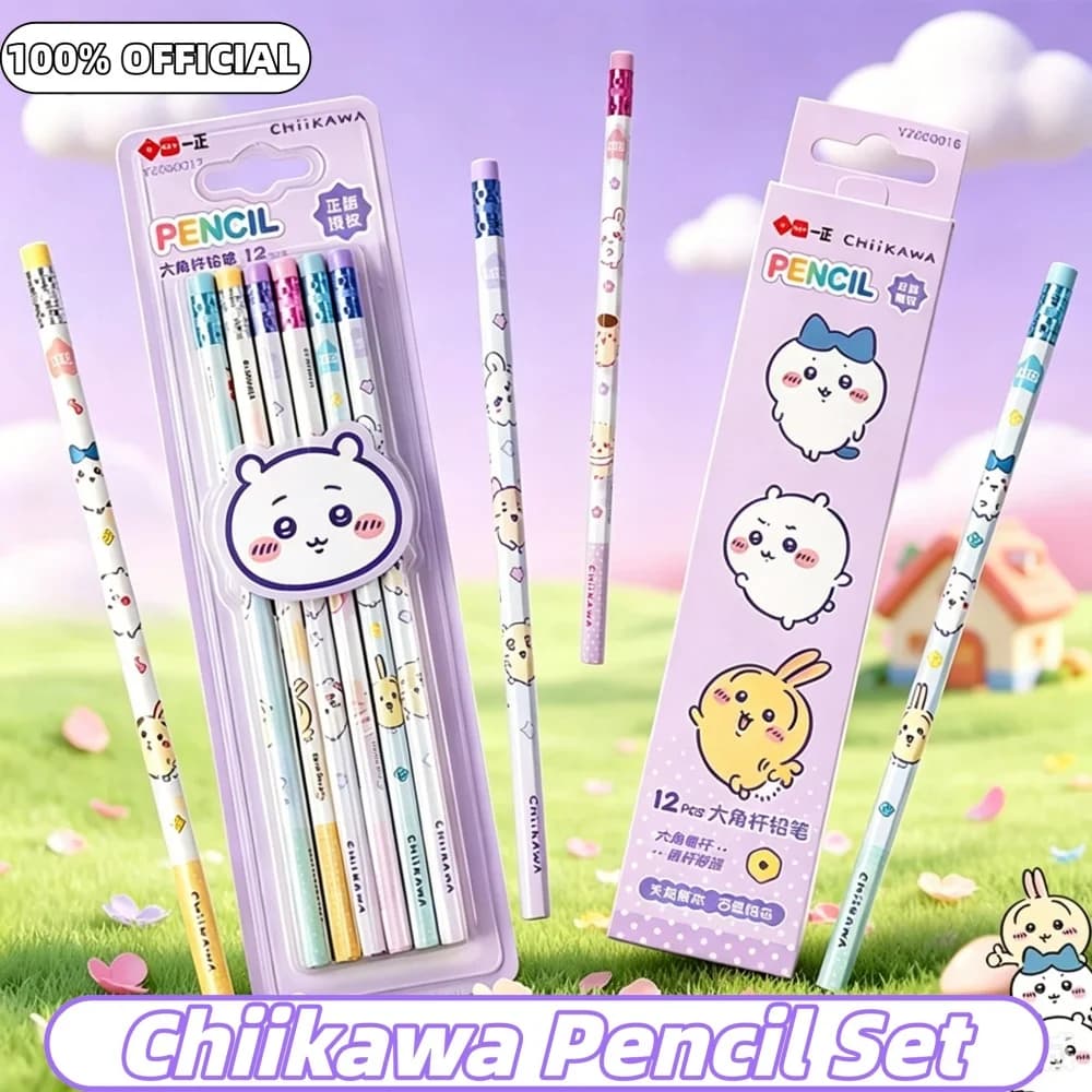 12Pcs Genuine Kawaii Chiikawa Pencils Set Cartoon Usagi HB Pencils With Eraser For School Notes Drawing Writing Office Daily Use