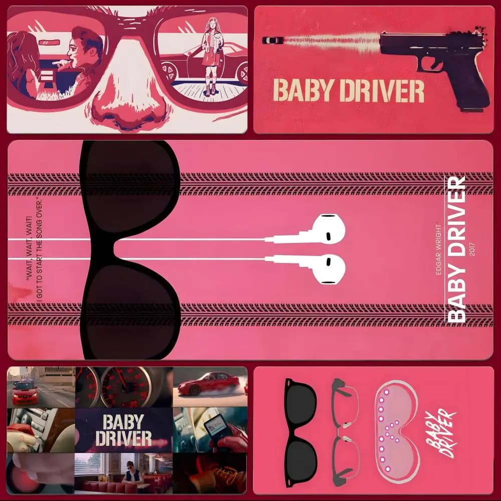 Tappetino per mouse B-Baby Driver, divertente e accattivante, tappetino per mouse da gioco di grandi dimensioni con bordi cuciti, tappetino da scrivania ispessito per PC