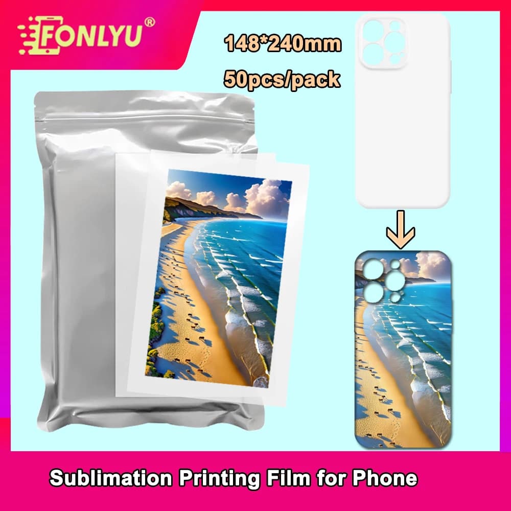 Fonlyu 50PCS 3D Sublimation Film Paper for Heat Press Transfer Blank Phone Case Printing for iPhone 15 14 13 Pro Max Cover DIY