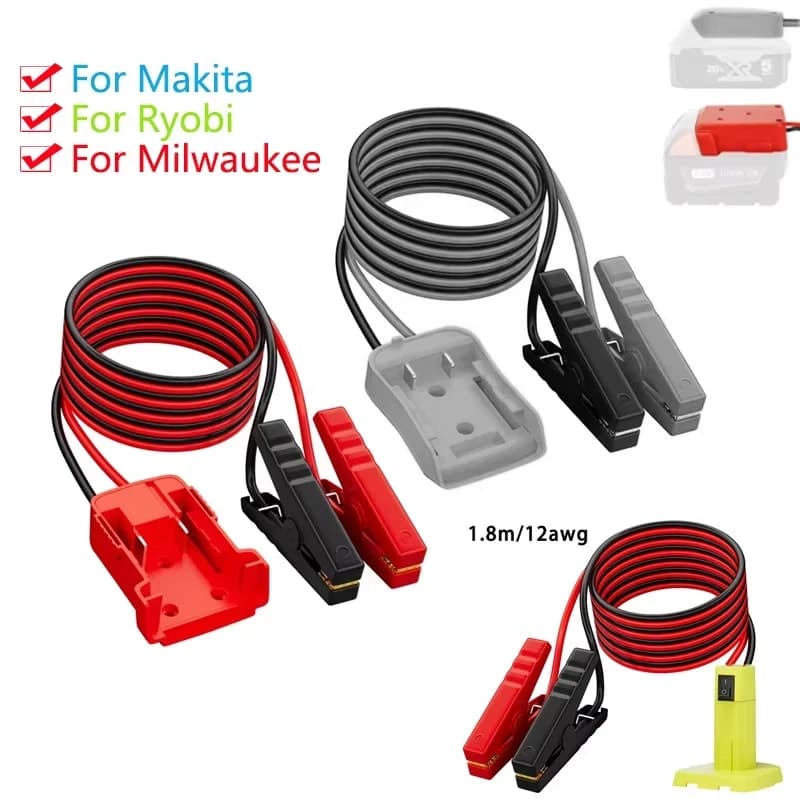 Kit di alimentazione di emergenza per auto 12AWG per Milwaukee/Dewalt/Makita/Ryobi 18/20V Cavo batteria Cavo per elettroutensili Avviatore di emergenza