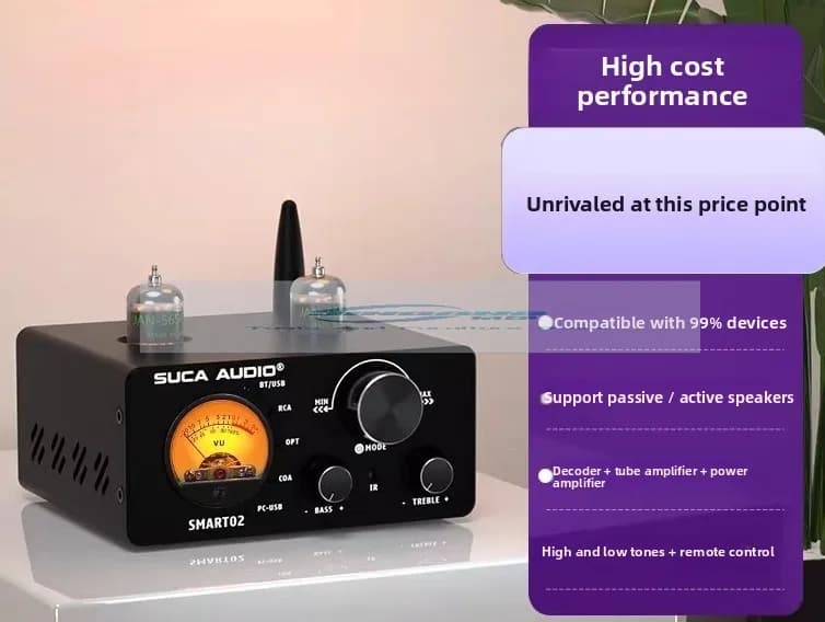 Preamplificatore Hi-Fi SMART02 per audiofili con Bluetooth, USB, decoder a valvole e amplificatore desktop