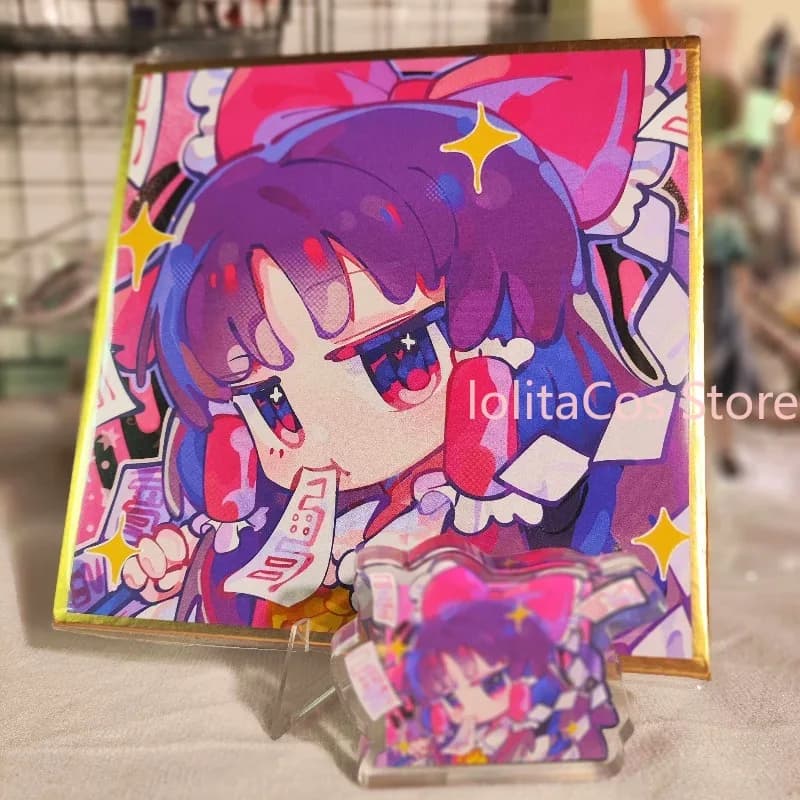 Mini Standee in Acrilico da 4 cm di Hakurei Reimu (Touhou Project) - Simpatico Ornamento da Scrivania, Collezione Shikishi, Regalo per Compleanno, Natale, Cosplay