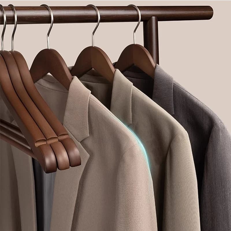 Big Solid Wooden Coat Hangers, 5 Pack High Grade Large Wood Suit Hangers with Non Slip Pant Bar Seamless Wood Clothes Hangers